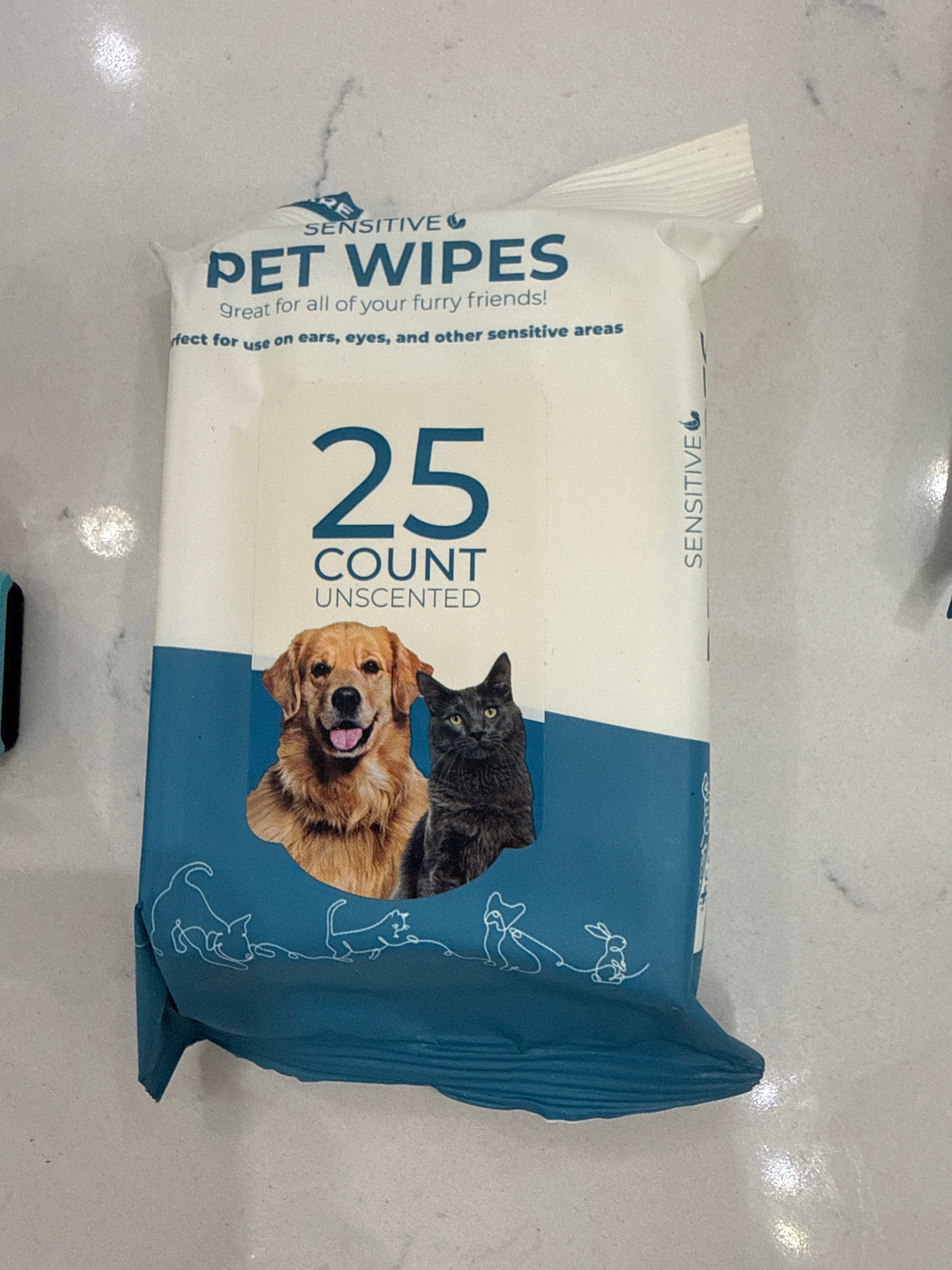Multipet Sensitive Area Soft Pet Wipes 25ct.
