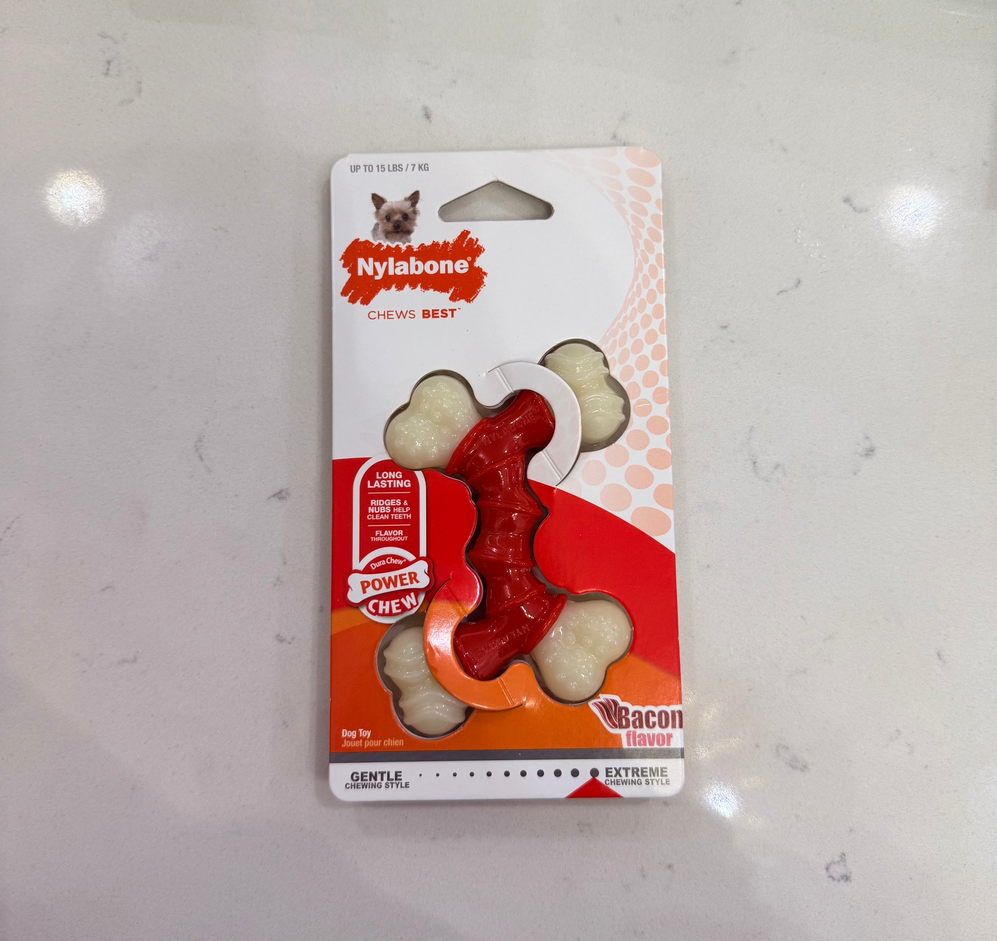 Nylabone X-Small Extreme Power Chew Long-Lasting Double Bone Bacon Falvor Dog Toy