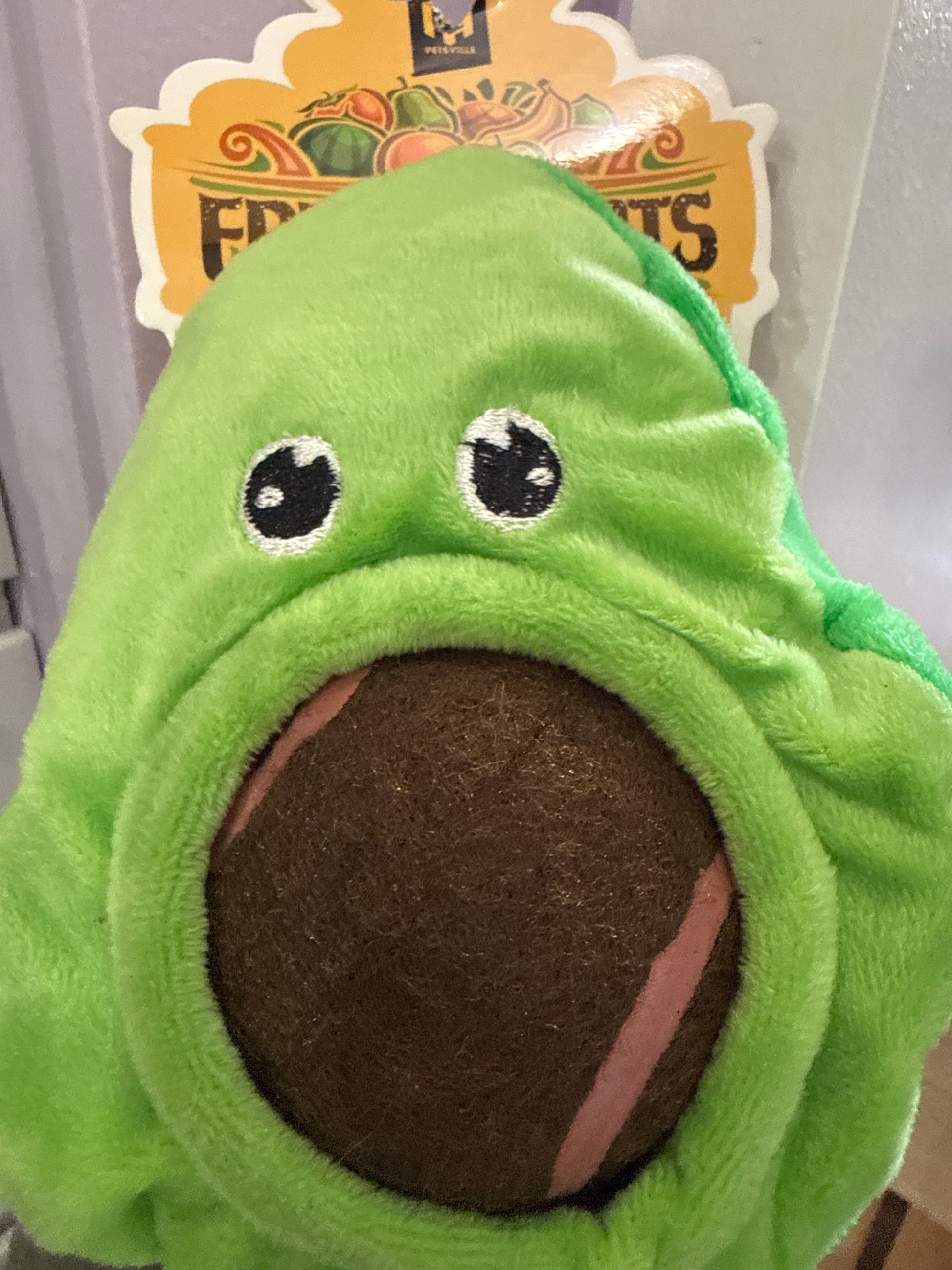 Avocado Squeaky Dog Chew Toy, Green, Large