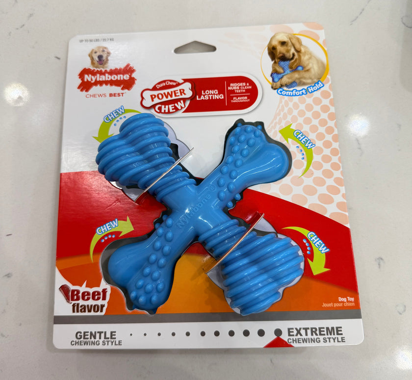 Nylabone Large Extreme Power Chew Beef Flavor Comfort Hold Dog Toy up to 50 LBS