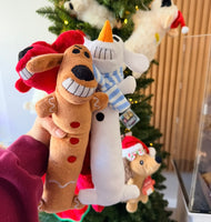 Multipet Long Dog Toy 1ct, snowman/brown dog