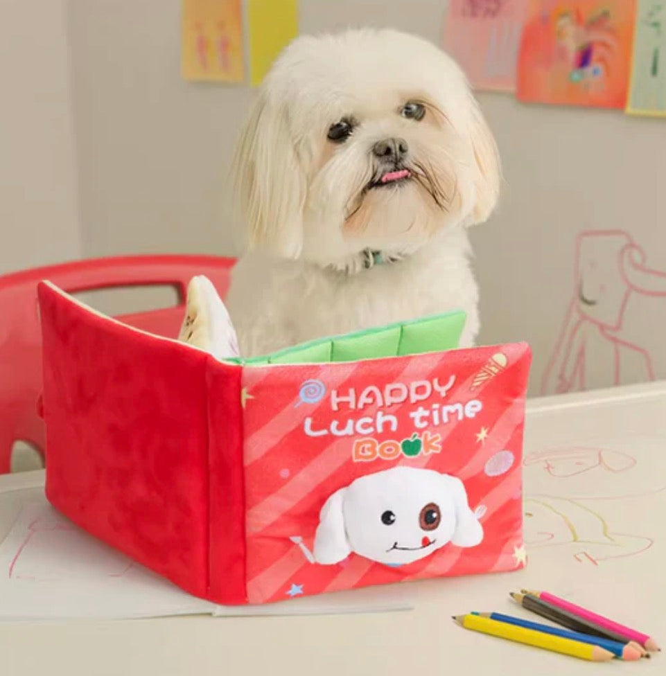 Interactive Dog Snuffle Book - Red Happy Lunch Time (Difficulty Level 1)