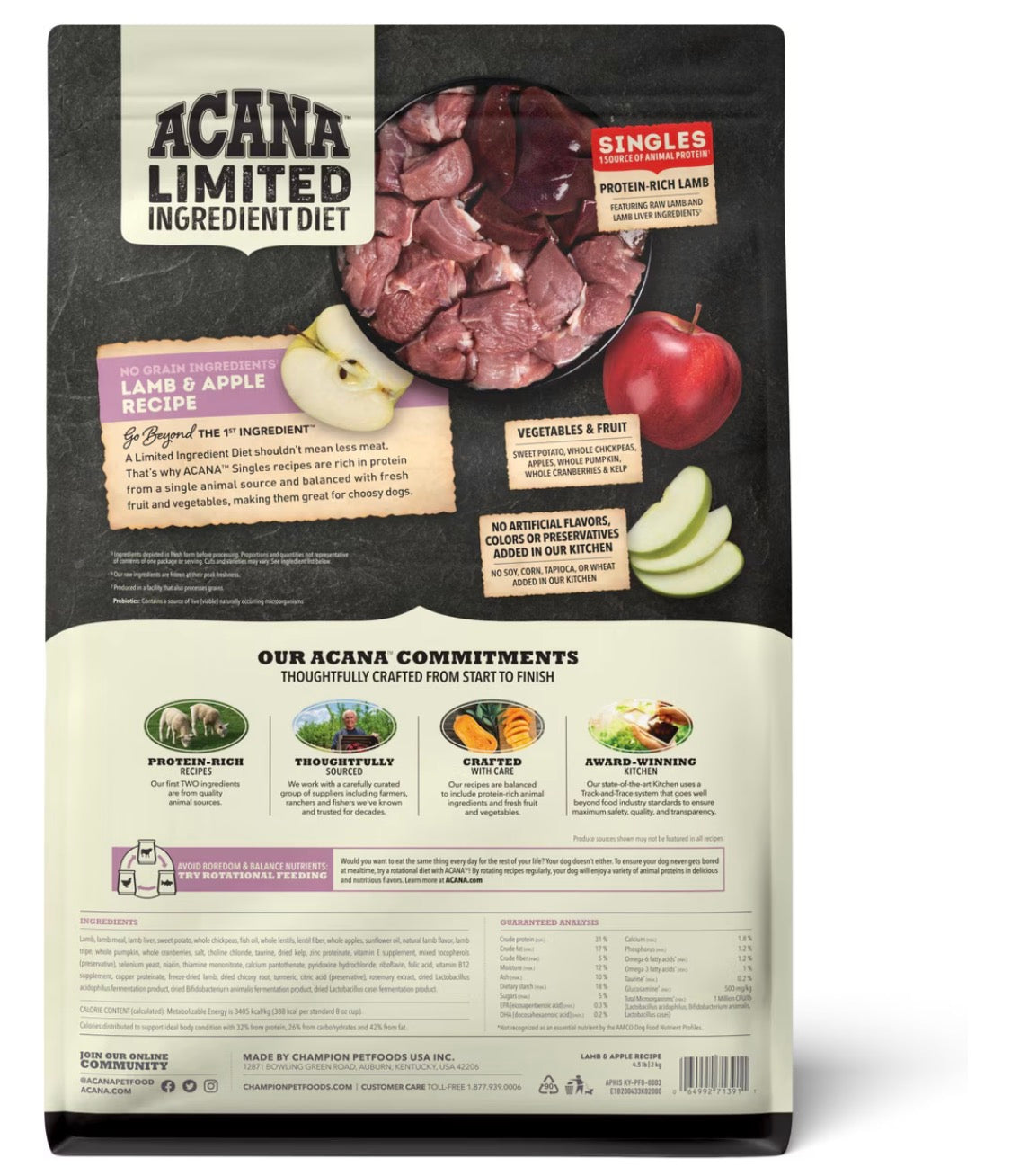 ACANA Singles Limited Ingredient Lamb & Apple Grain-Free High-Protein Dry Dog Food, 4.5-lb bag