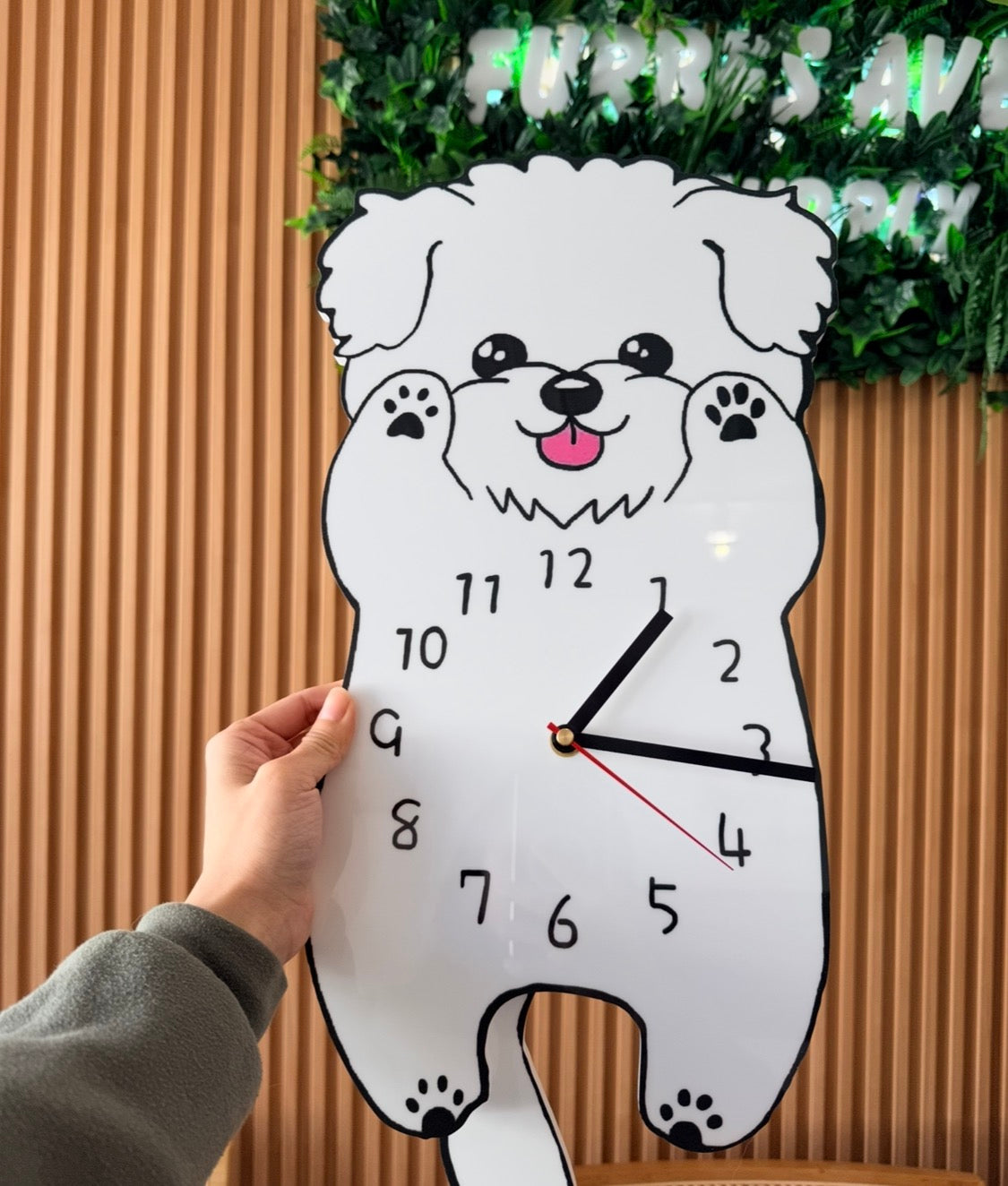 Pet Wall Clock - White Puppy