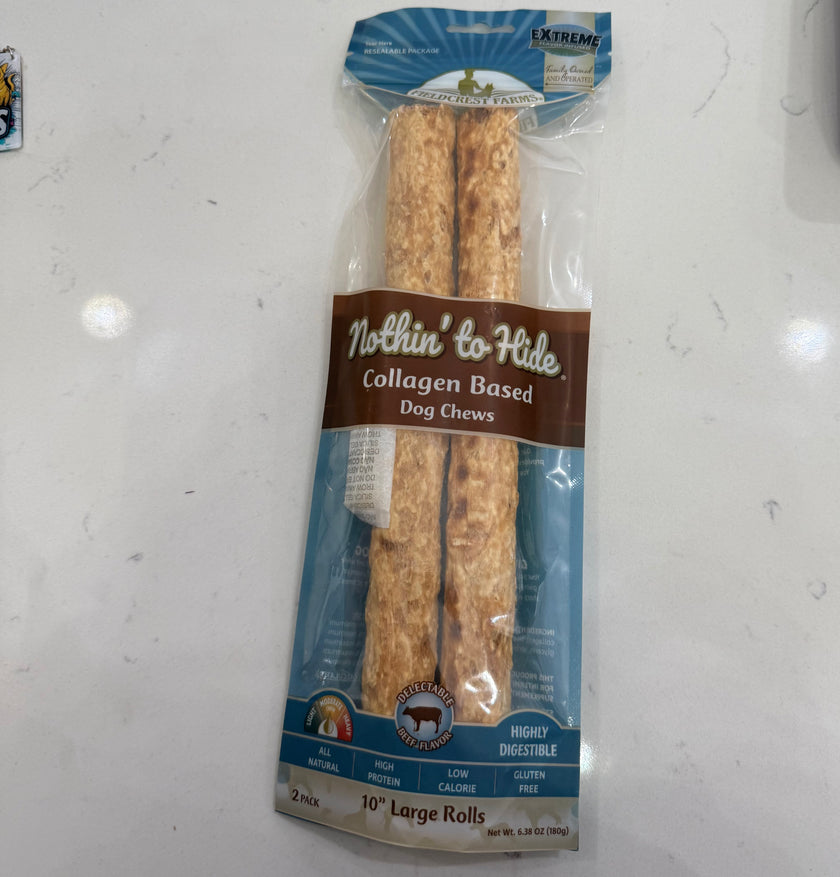 Fieldcrest Farms Nothin to Hide 10” Large Rolls Beef Flavor Moderate Chews 2 pack