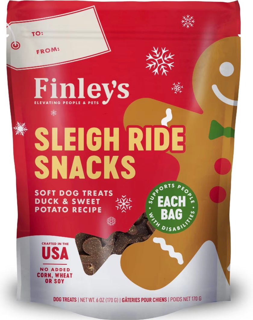 Finley's Sleigh Ride Snacks Gingerbread Person Duck Recipe Soft Chew Dog Treats, 6-oz bag