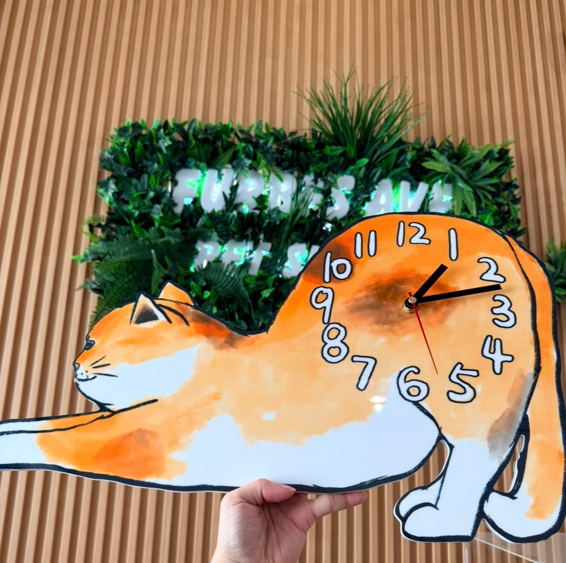 Cat Wall Clock - Stretching Cat