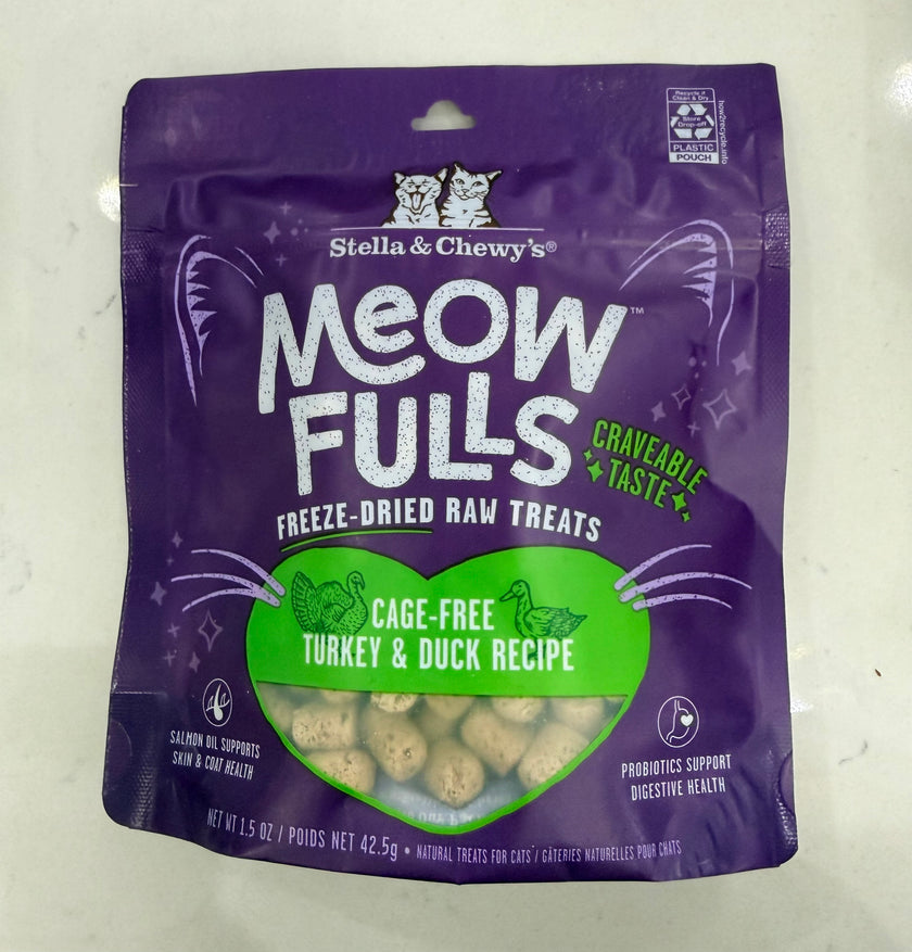 Stella & Chewy's Meowfulls Turkey & Duck Recipe Freeze Dried Cat Treats, 1.5 oz.