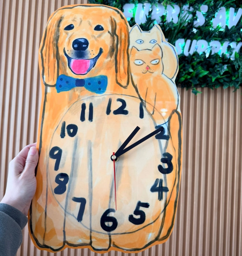 Pet Wall Clock - Dog and Cats