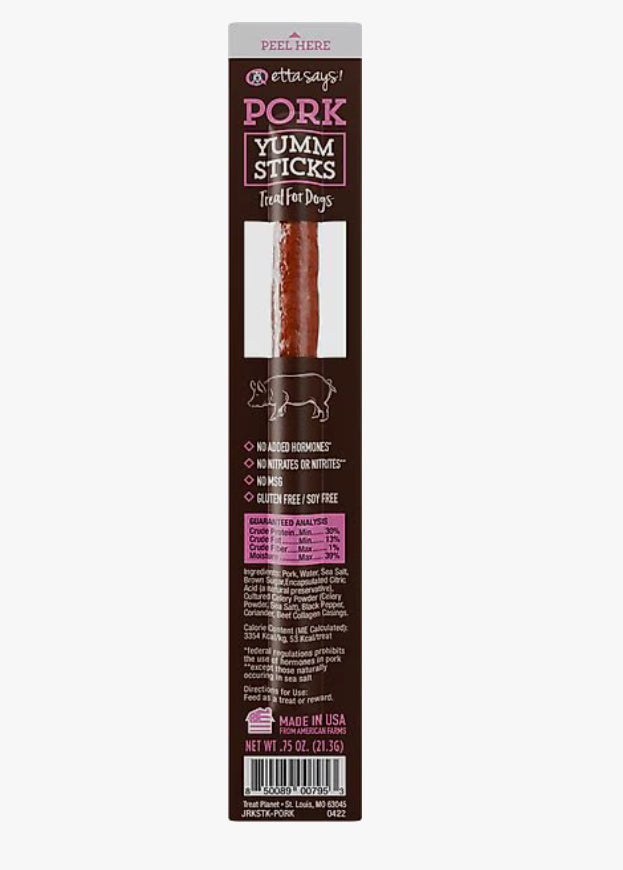 Etta Says! Pork Yumm Sticks Human Grade Pork Dog Treat
