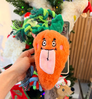 Carrot Plush Rope Squeaky Dog Toy