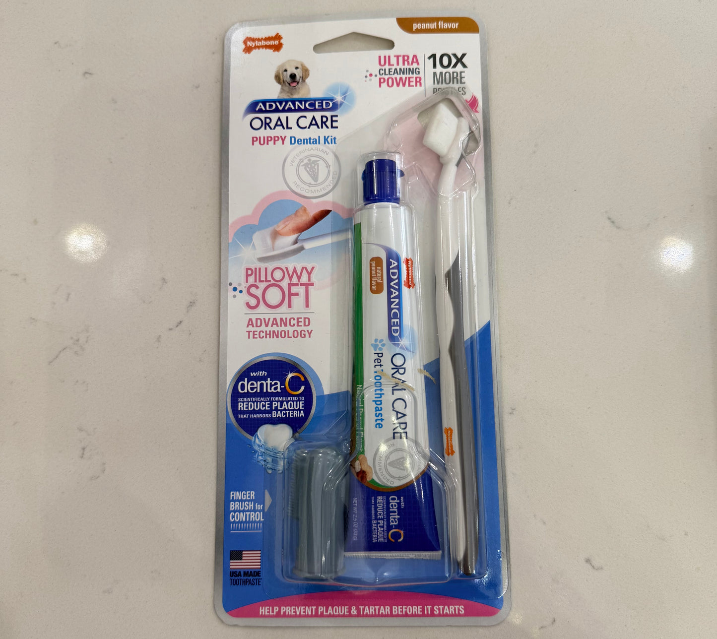 Nylabone Puppy Dental Kit Advanced Oral Care Peanut Flavor