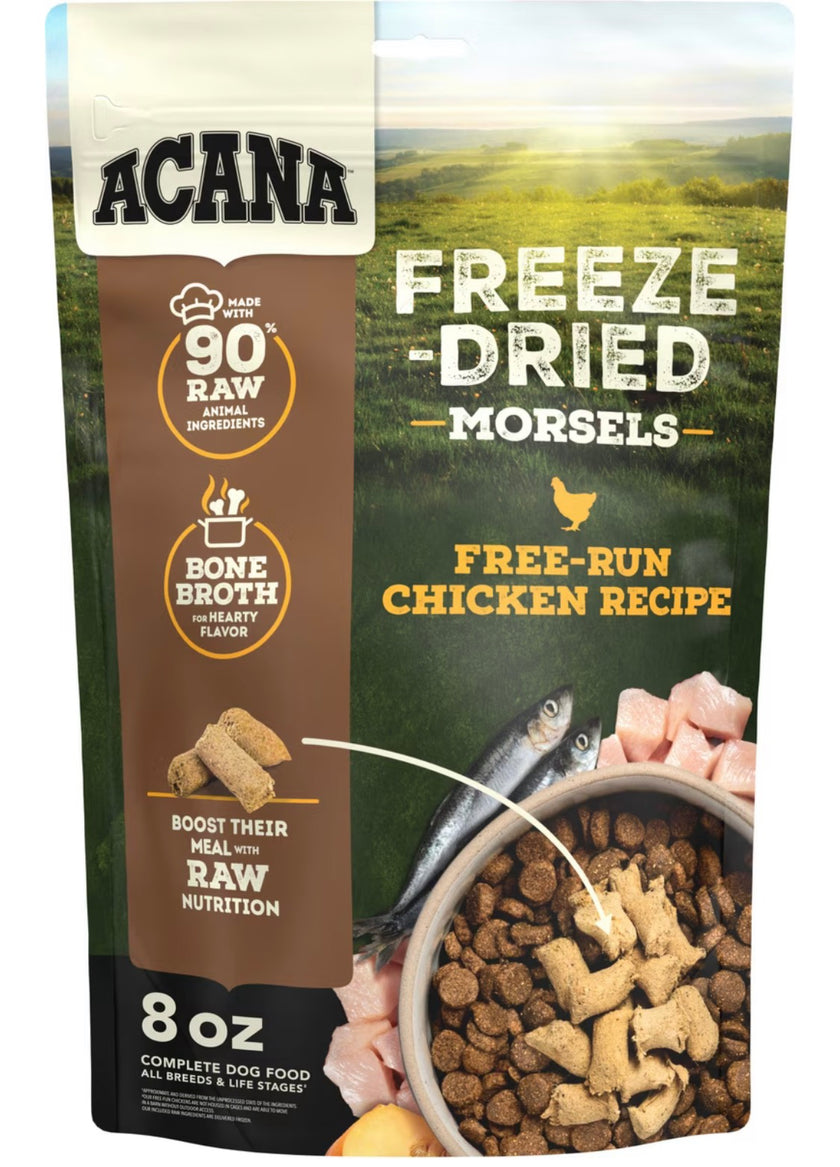 Acana Free-Run Chicken Morsels Grain-Free High-Protein Freeze-Dried Dog Food & Topper, 8-oz bag