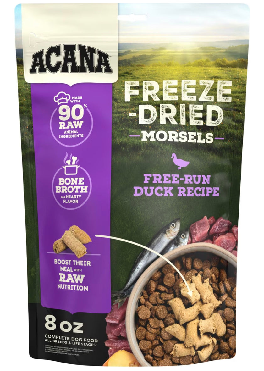 Acana Free-Run Duck Morsels Grain-Free High-Protein Freeze-Dried Dog Food & Topper, 8-oz bag