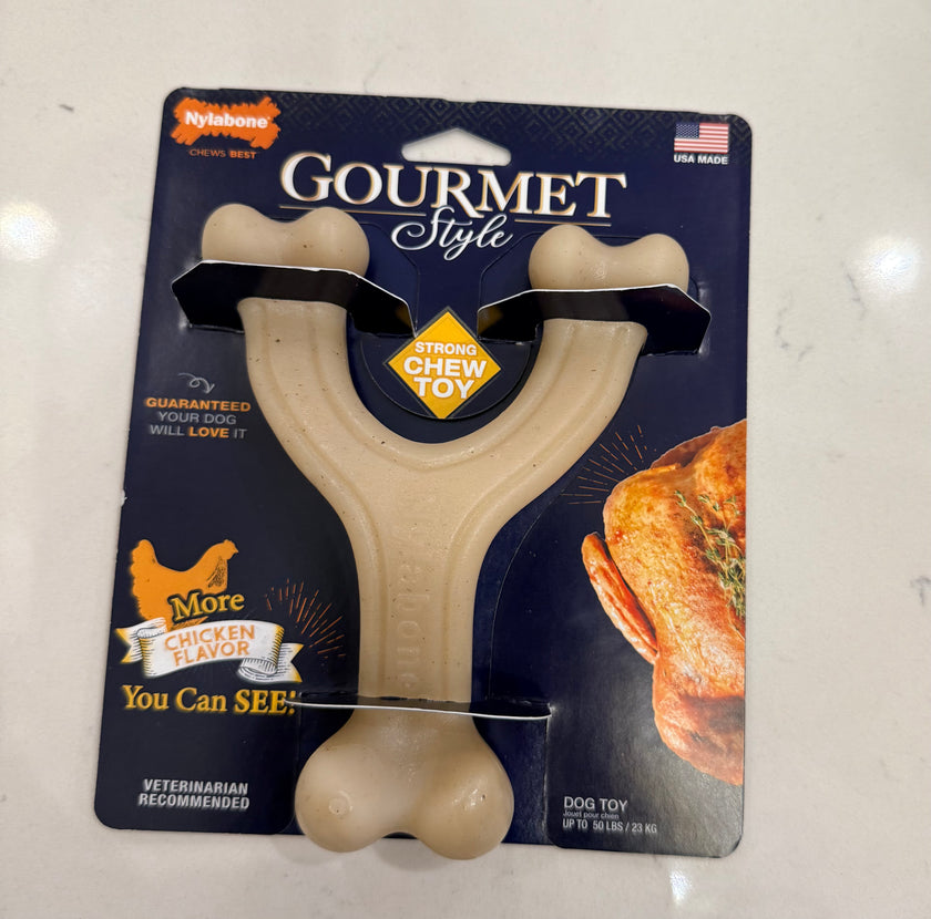 Nylabone Gourmet Style Strong Chew Toy Chicken Flavor Large Dog Toy up to 50LBS