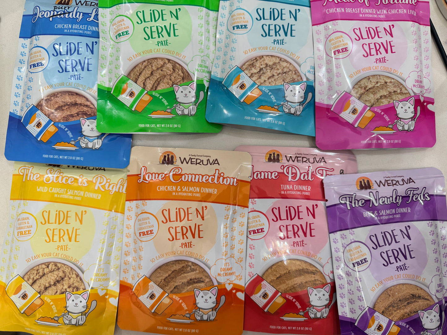 Weruva Slide N' Serve The Showcase Chowdown Variety Pack Pate Grain-Free Cat Food Pouches 2.8-oz pouch 1ct