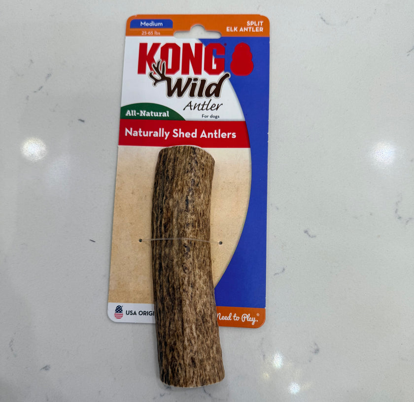 Kong Wild Split Elk Antler for Dog Naturally Shed Antler Medium 25-65 Lbs