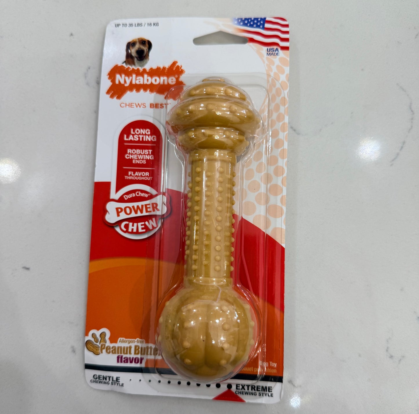 Nylabone Power Chew Allergen-Free Peanut Butter Falvor Chew Toy up to 35LBS