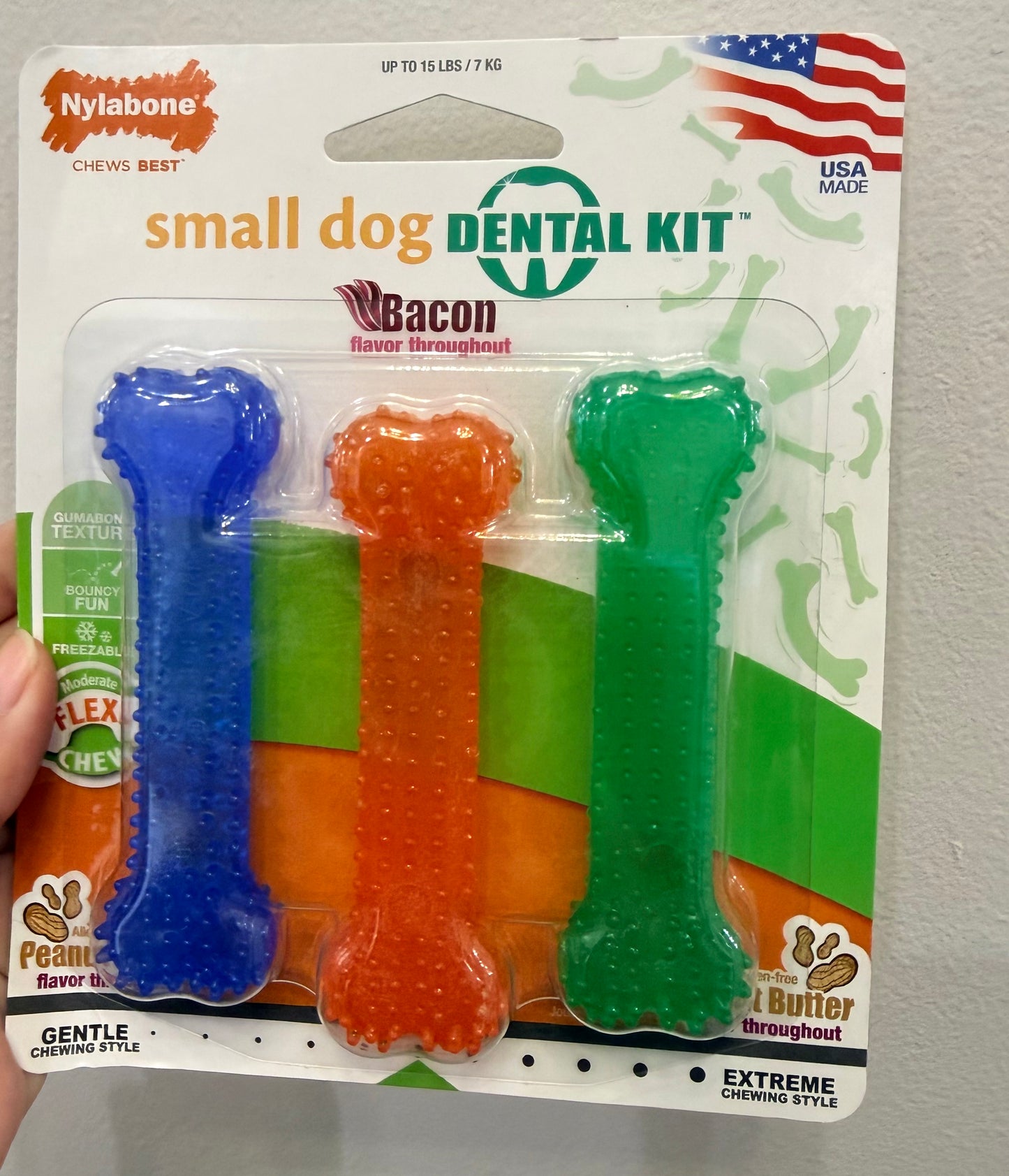 Nylabone Flexi Chew Triple Pack Allergen-free Peanut Butter Flavor