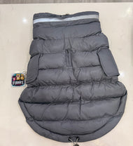 Dog Winter Gray Puffer Jacket Coat with Reflective and leash loop