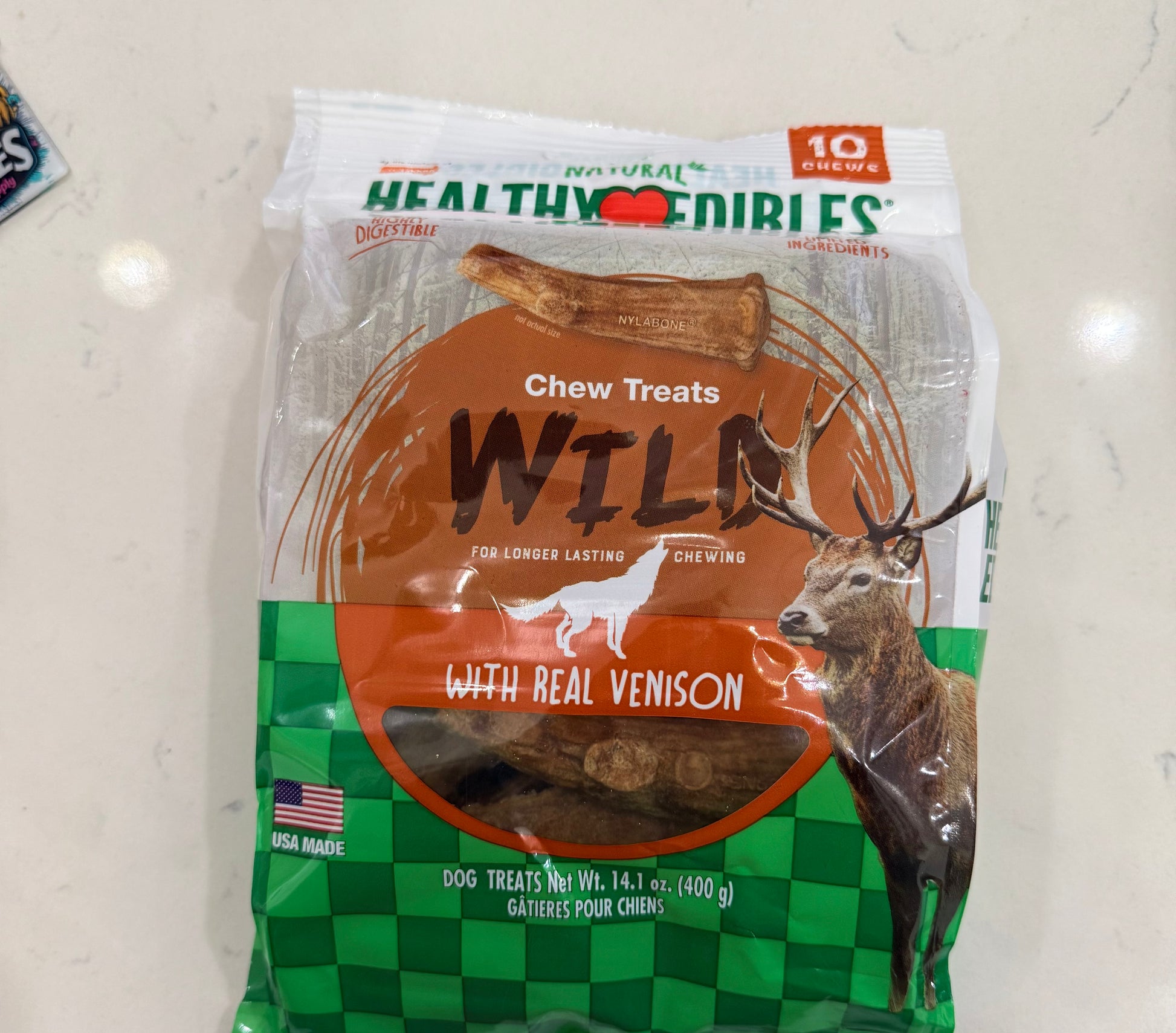 Nylabone Natural Healthy Edibles Chew Treats with real venison 10 chew