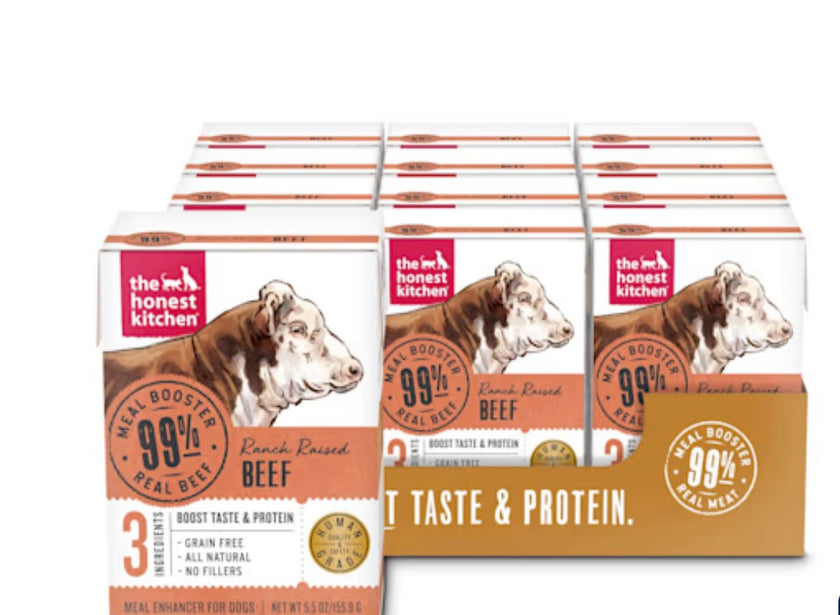 The Honest Kitchen Meal Booster: 99% Beef Wet Dog Food Topper, 5.5 oz 1 Case