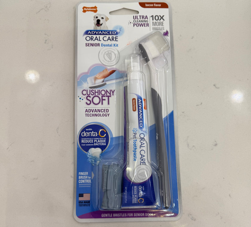 Nylabone Senior Dental Kit Advanced Oral Care Bacon Flavor
