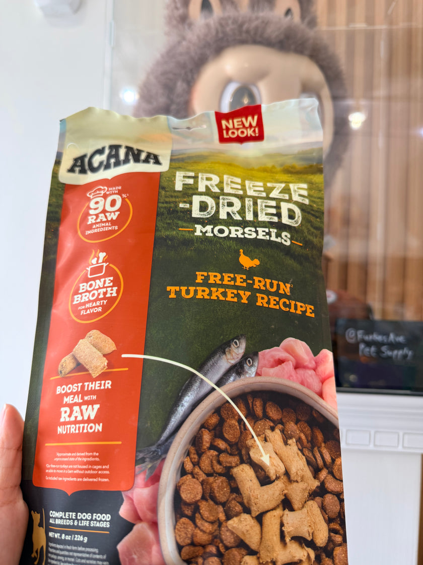 Acana Free-Run Turkey Morsels Grain-Free High-Protein Freeze-Dried Dog Food & Topper, 8-oz bag