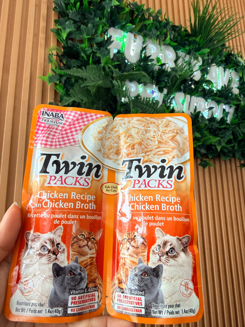 Inaba Twin Packs Chicken Recipe in Chicken Broth, side dish for cats, 1.4 oz x2