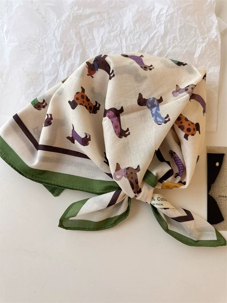 Dog Print Cotton Scarf