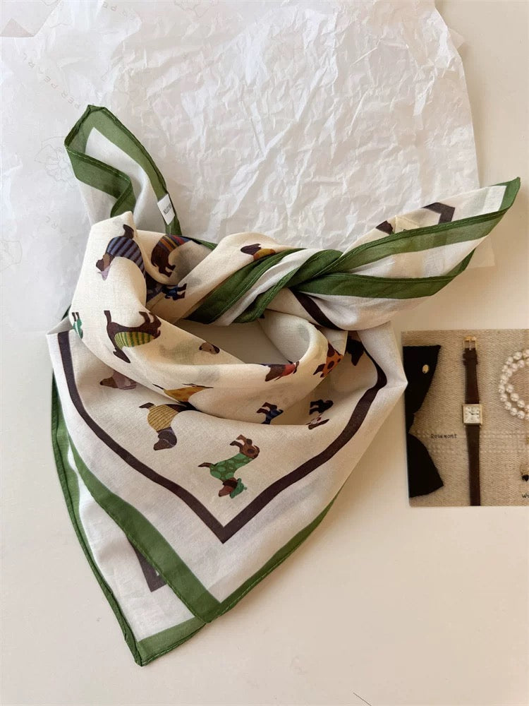 Dog Print Cotton Scarf