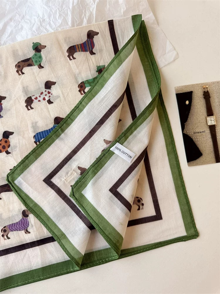 Dog Print Cotton Scarf