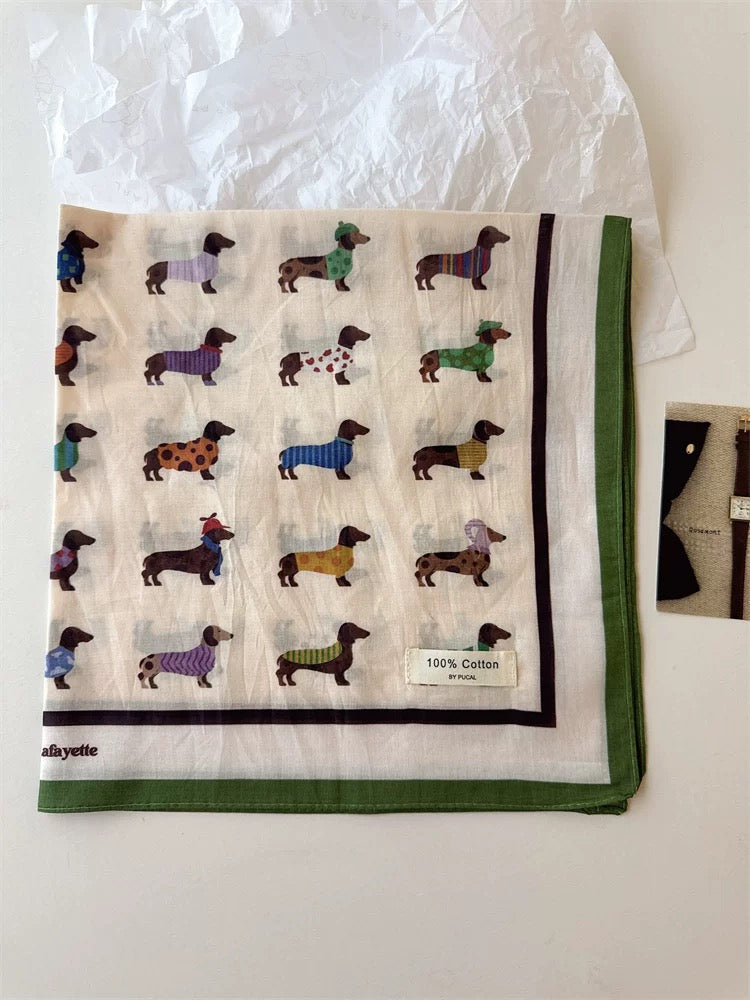 Dog Print Cotton Scarf