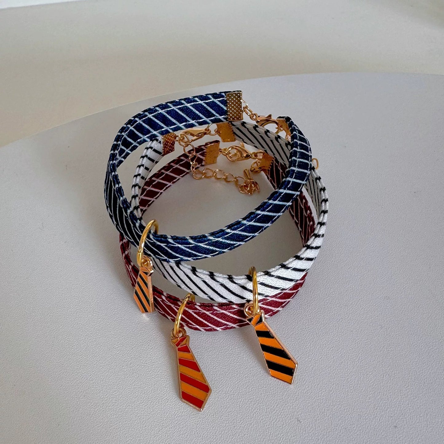 Cat/Dog Decorative Bow Striped Twill Collar