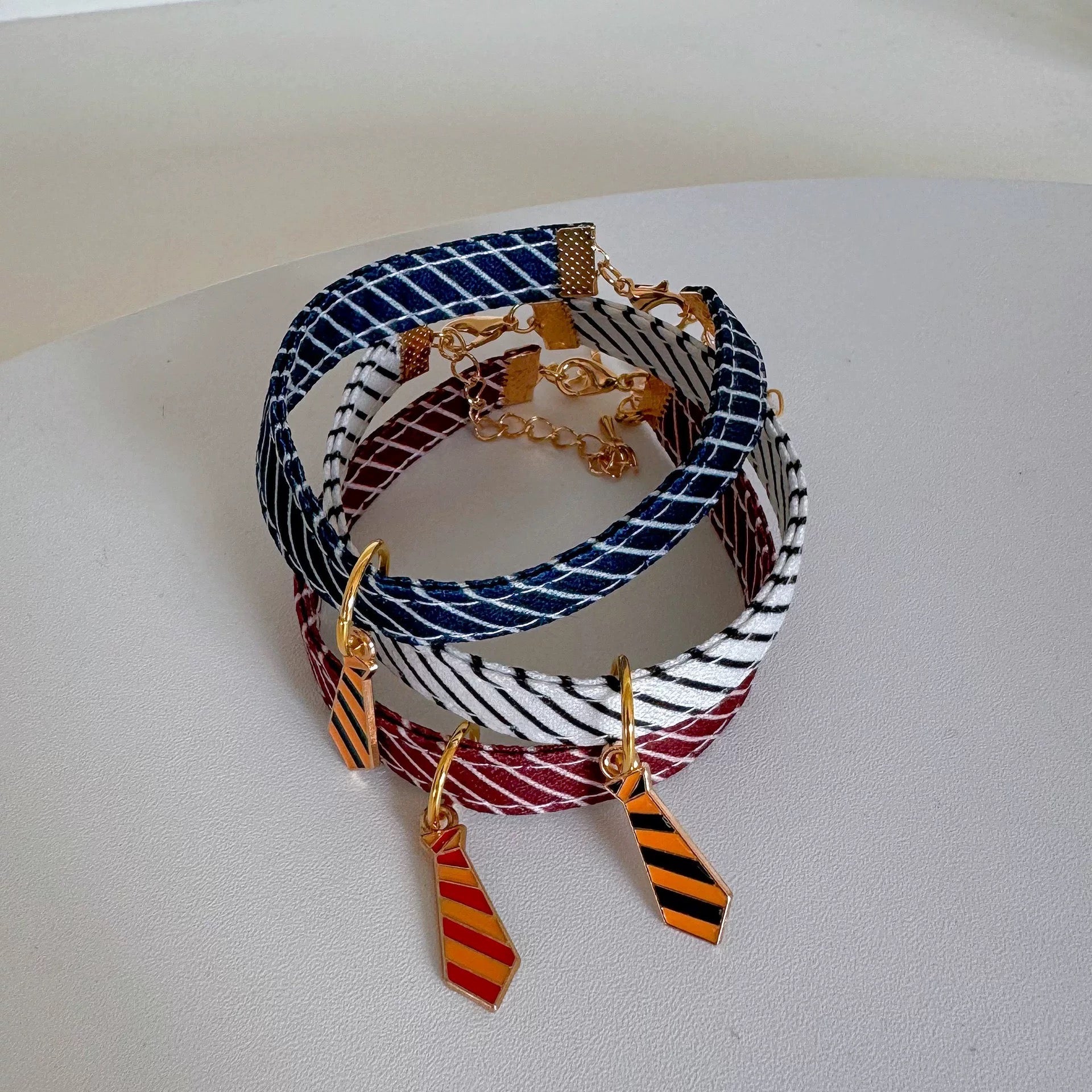 Cat/Dog Decorative Bow Striped Twill Collar