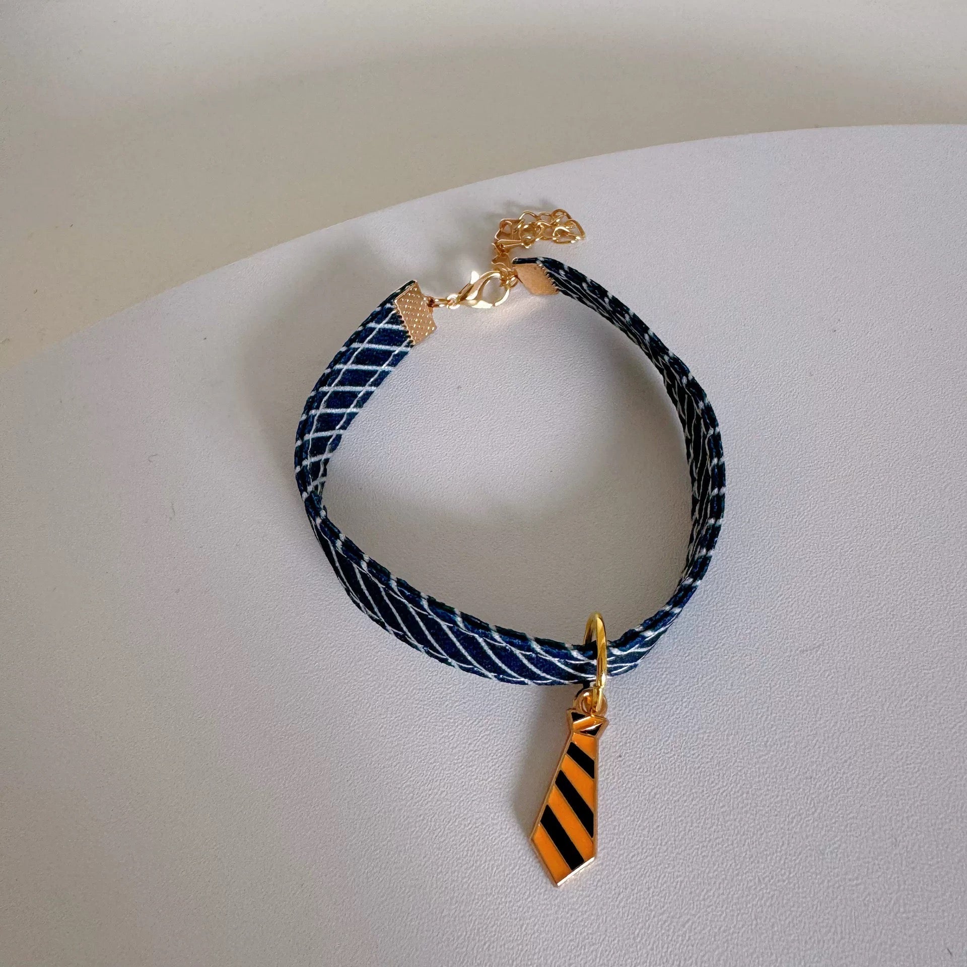 Cat/Dog Decorative Bow Striped Twill Collar