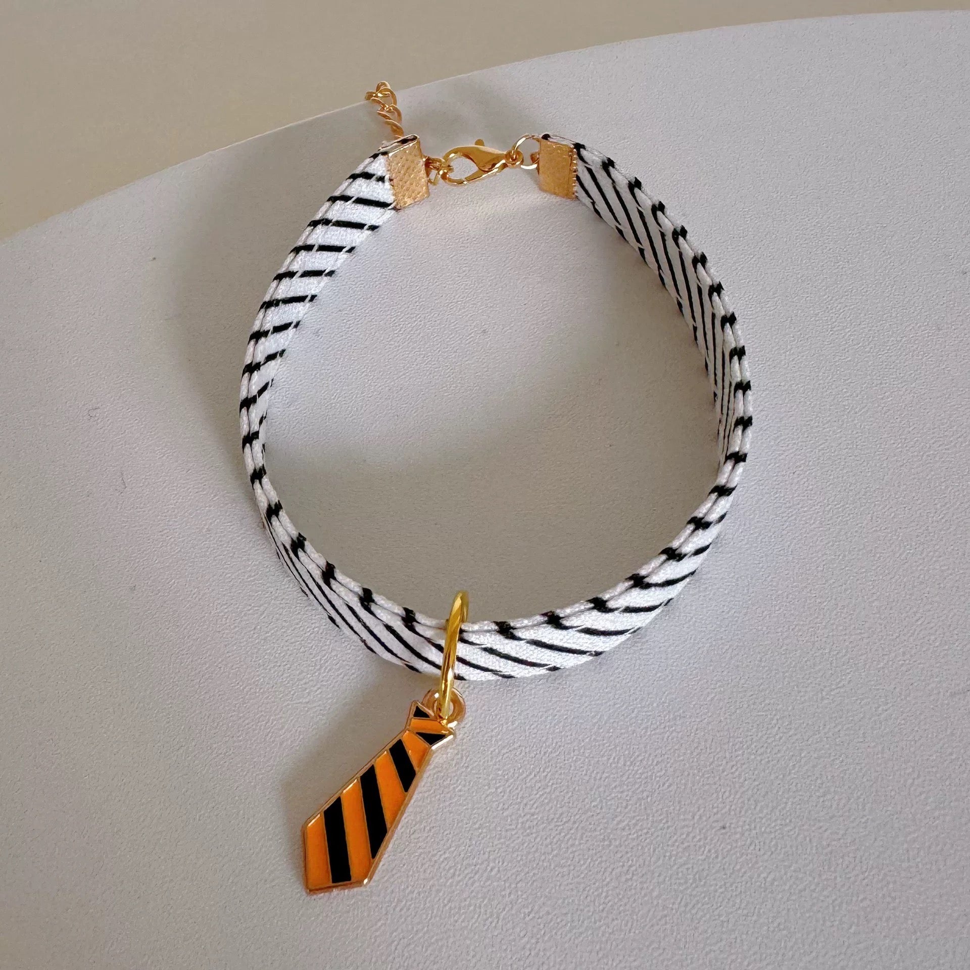 Cat/Dog Decorative Bow Striped Twill Collar