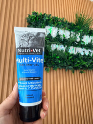 NutriVet Multi-Vite Cat Paw Gel, Daily Vitamin and Mineral Support, with Potent Antioxidants Omega-3 Fatty Acids, Vitamin A, C, E and Zinc, Salmon Flavor 3OZ