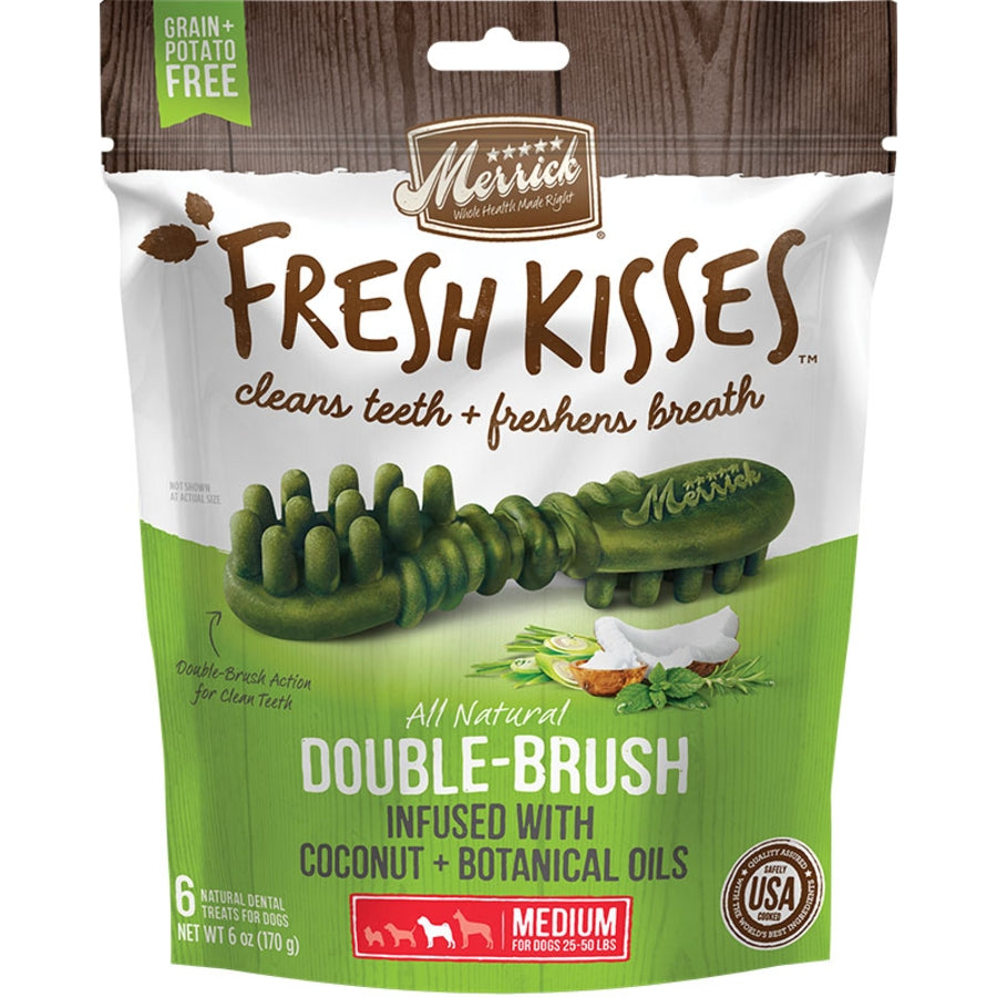 Merrick Fresh Kisses Infused with Coconut Oil & Botanicals Medium Dental Dog Treats, 6 count