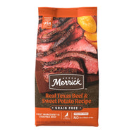 Merrick Premium Grain Free Wholesome and Natural Kibble, Real Texas Beef and Sweet Potato Dry Adult Dog Food, 4 lbs