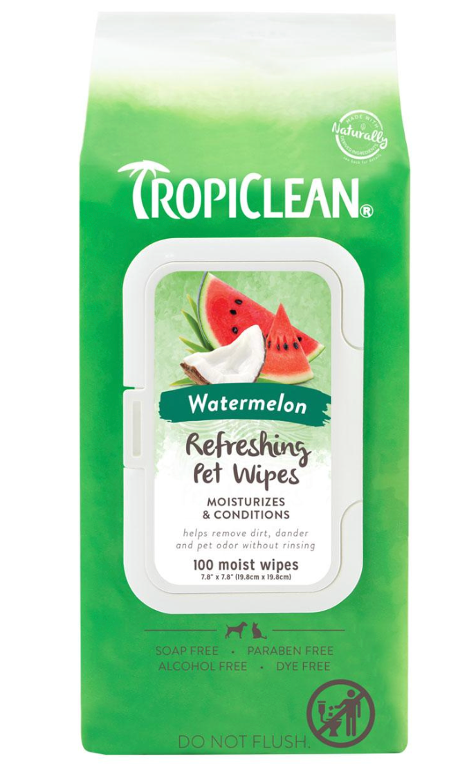 100ct Tropiclean Watermelon 2-in-1 Wipes