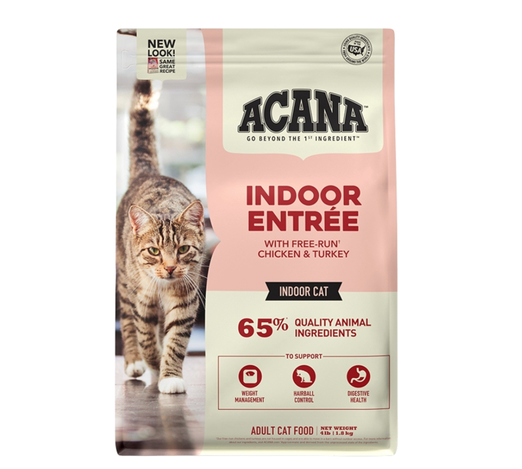 Acana Indoor Entree Chicken Turkey Whole Herring & Rabbit Dry Cat Food, 4-lb bag