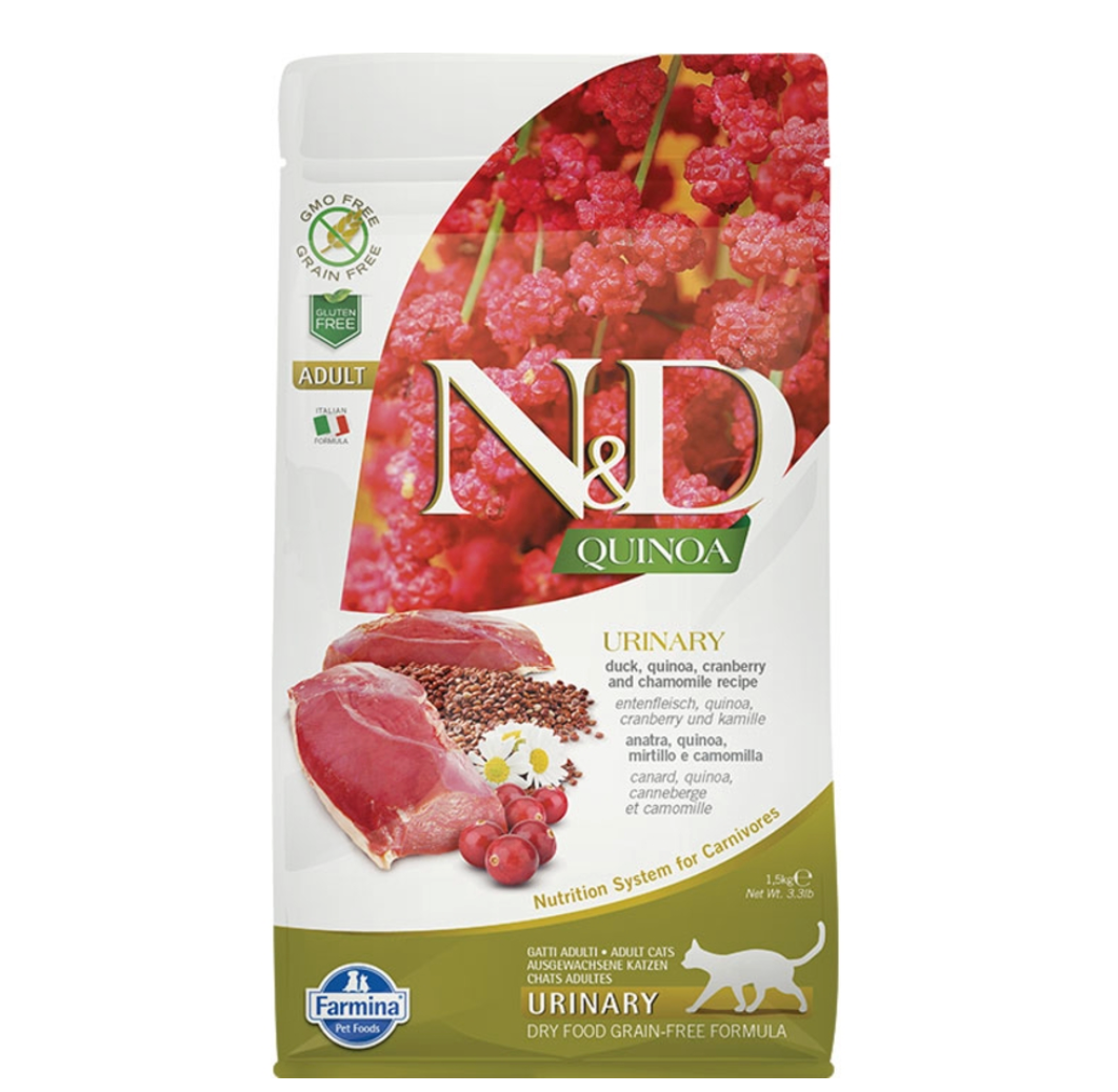 Farmina N&D Quinoa URINARY - Duck, quinoa, cranberry and chamomile recipe for adult cats