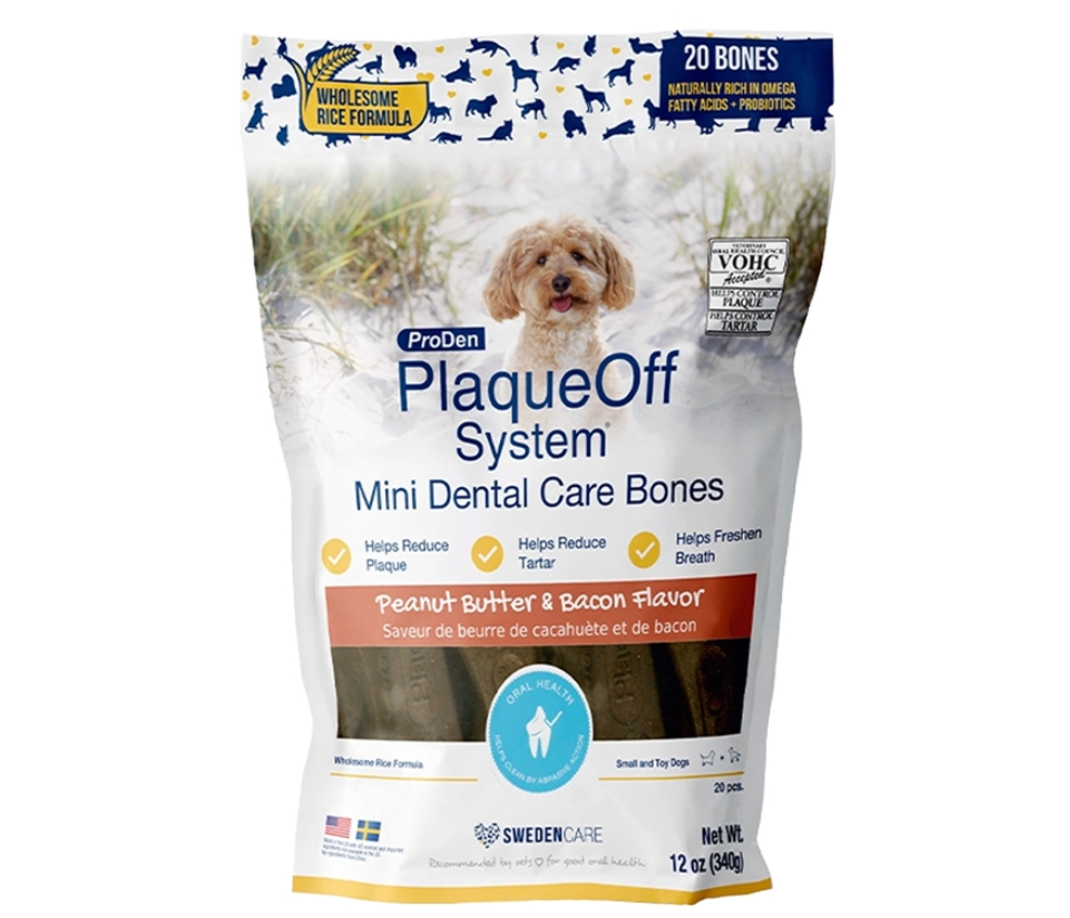 ProDen PlaqueOff System Peanut Butter & Bacon Flavor Mini Dog Dental Treats, 12-oz bag