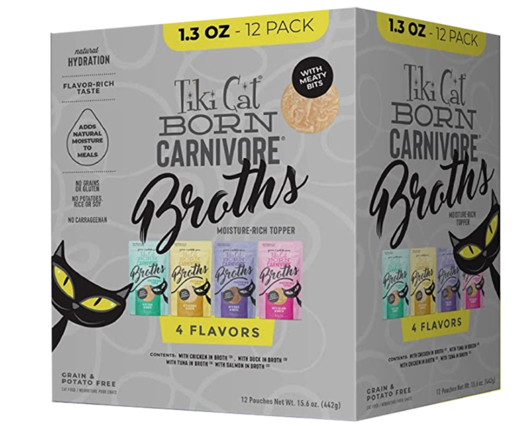 Tiki Cat Born Carnivore Broths Cat Food Topper - Non-GMO, Grain Free 1.3oz Pouch