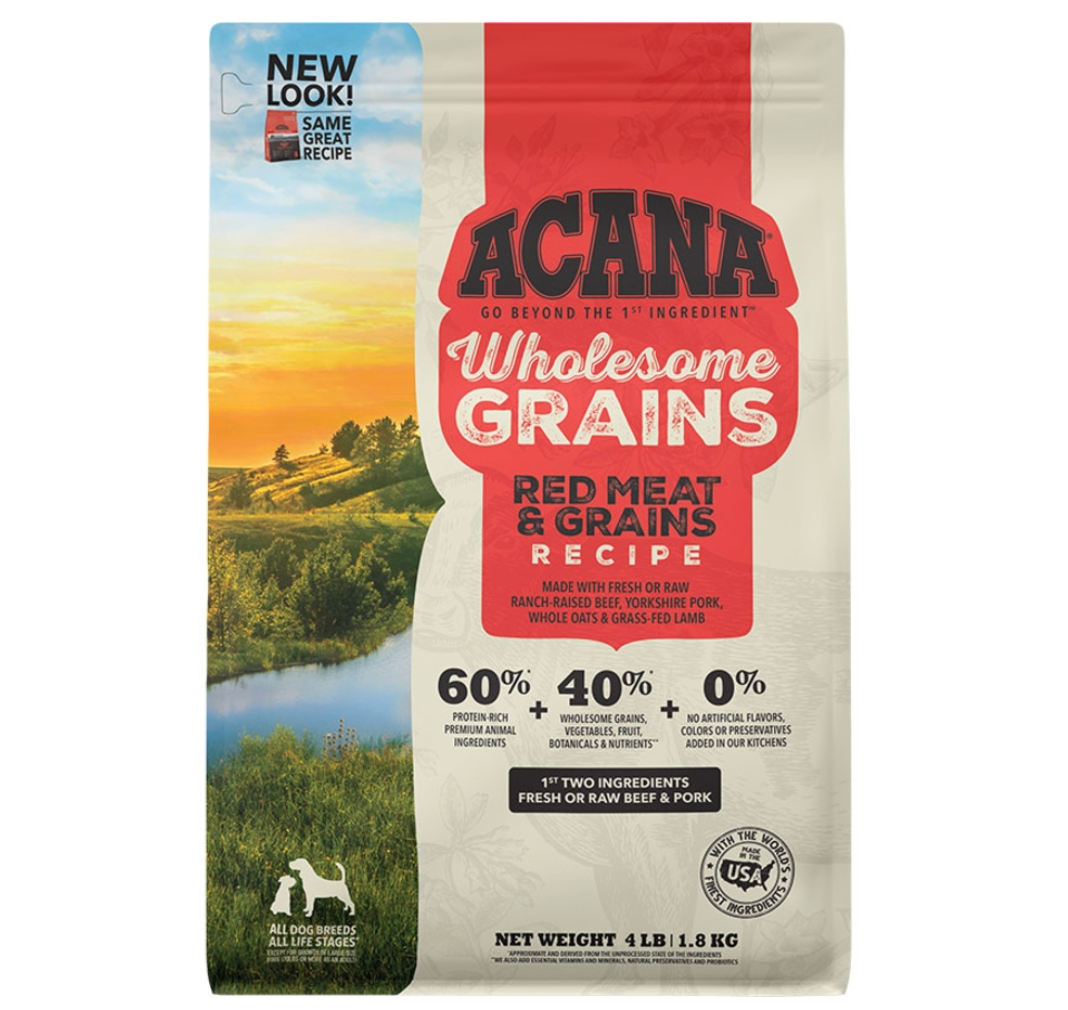 Acana Red Meat & Grains Beef Pork & Lamb Wholesome Grains Dry Dog Food, 4-lb bag