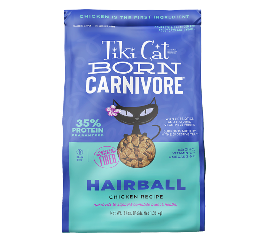Tiki Cat Born Carnivore Hairball Control Chicken Grain-Free Dry Cat Food, 3-lb bag