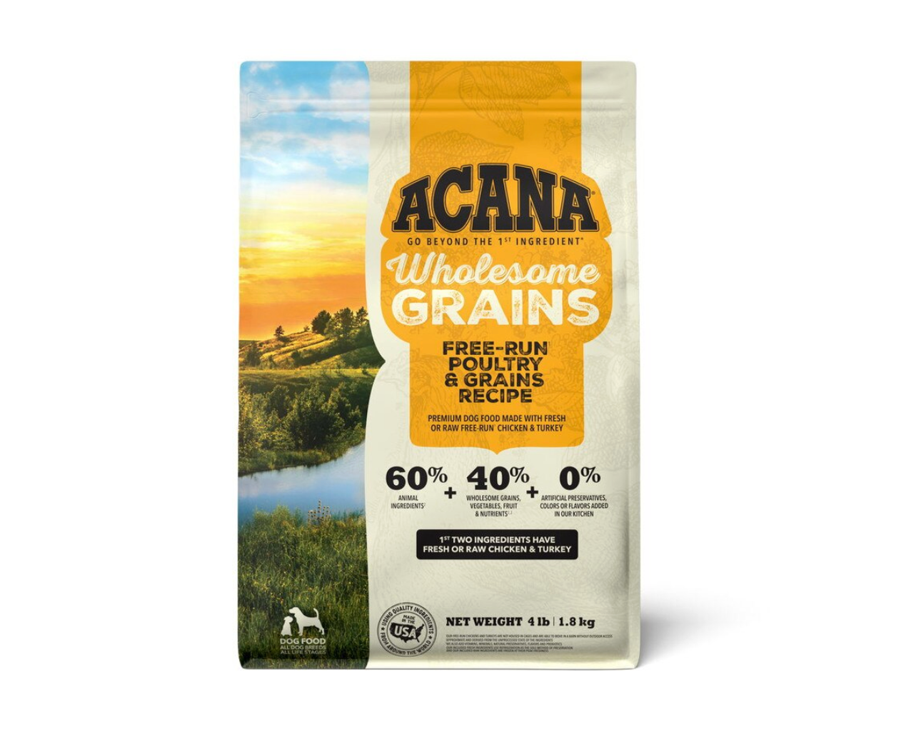 Acana Dog Wholesome Grains Free Run Poultry-4 lb Bag