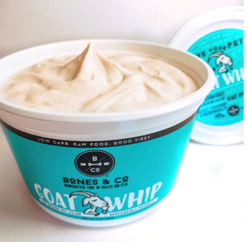 Bones & Co Goat Whip-8 oz Tub for Dogs and Cats, Frozen