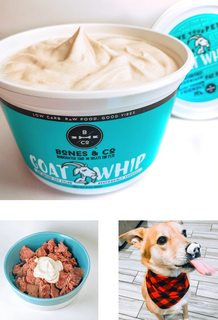 Bones & Co Goat Whip 3.5 oz Tub for Dogs and Cats, Frozen